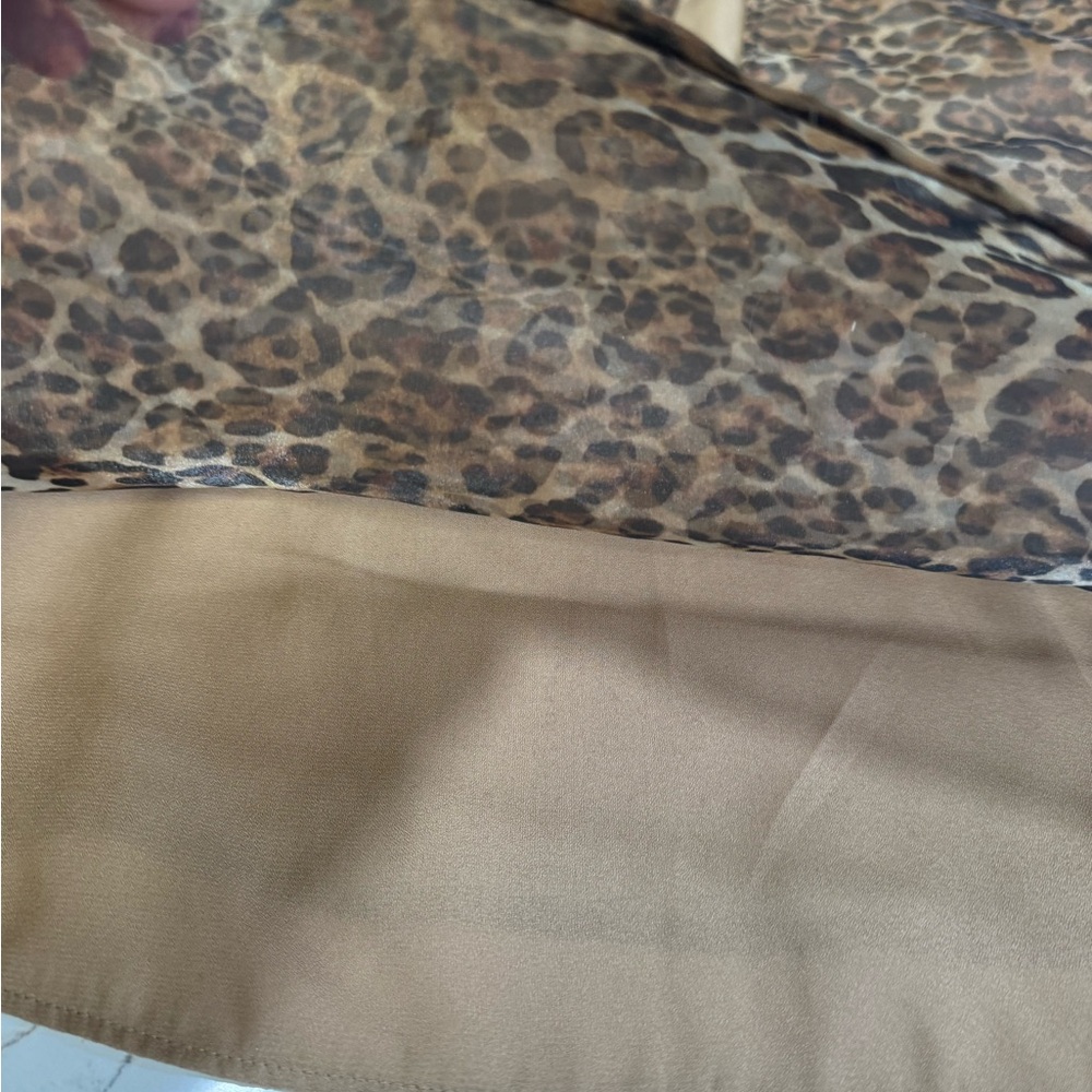 Rachel Zoe Brown Leopard Print Blouse with Sheer Sleeves - Picture 5 of 5